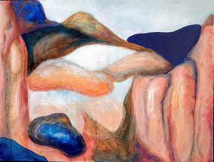 Original on canvas, "Kolibrien og muslingen, i landet uden forventninger"